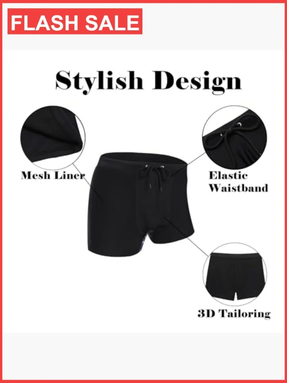 Men's Square Leg Swim Briefs Tight Swim Trunks Bathing Suit with Liner